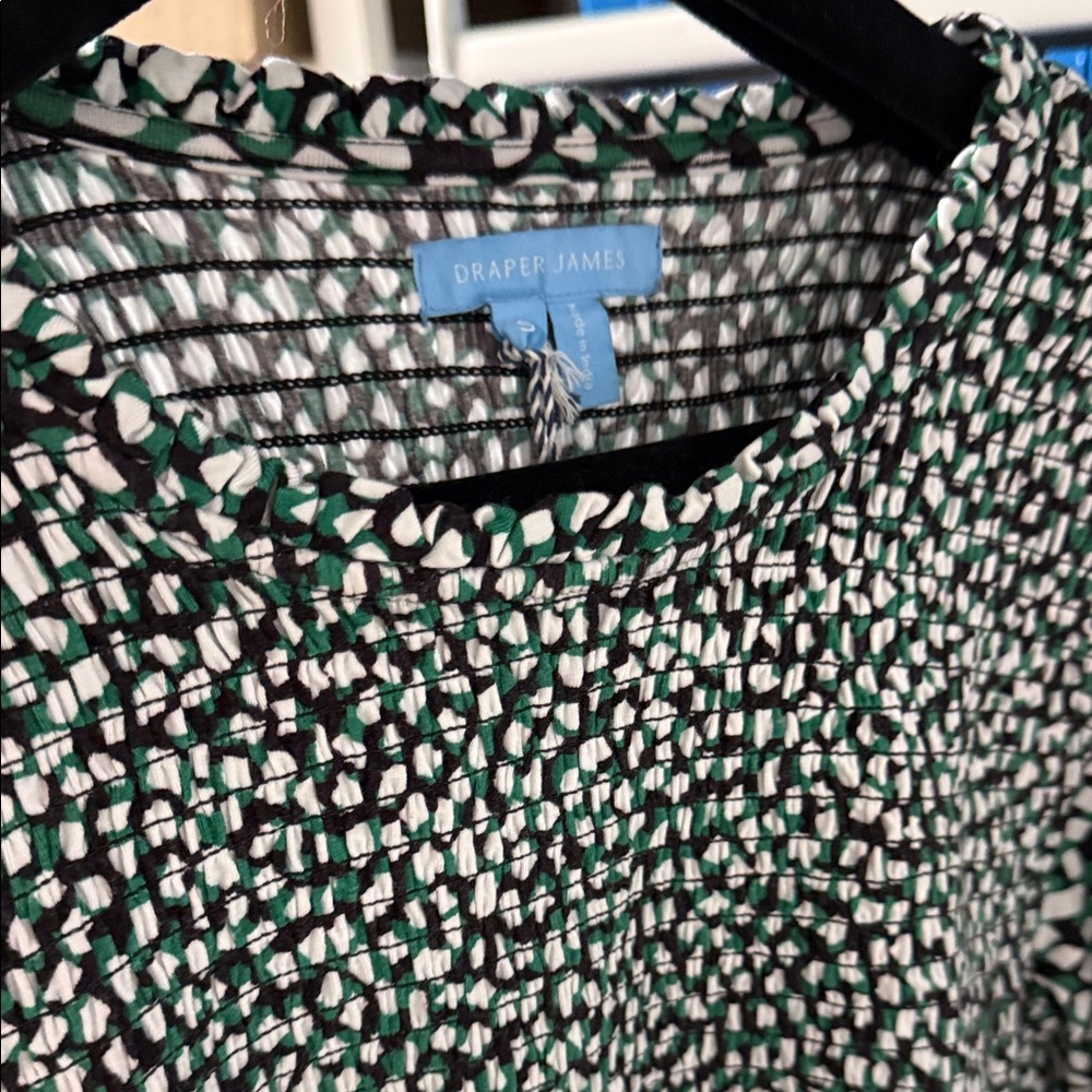 Draper James Black and Green Patterned Blouse